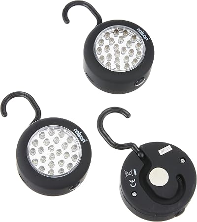 Rolson 90005 3 pc 24 LED Work Lamp with Hook Magnet AAA Batteries Included