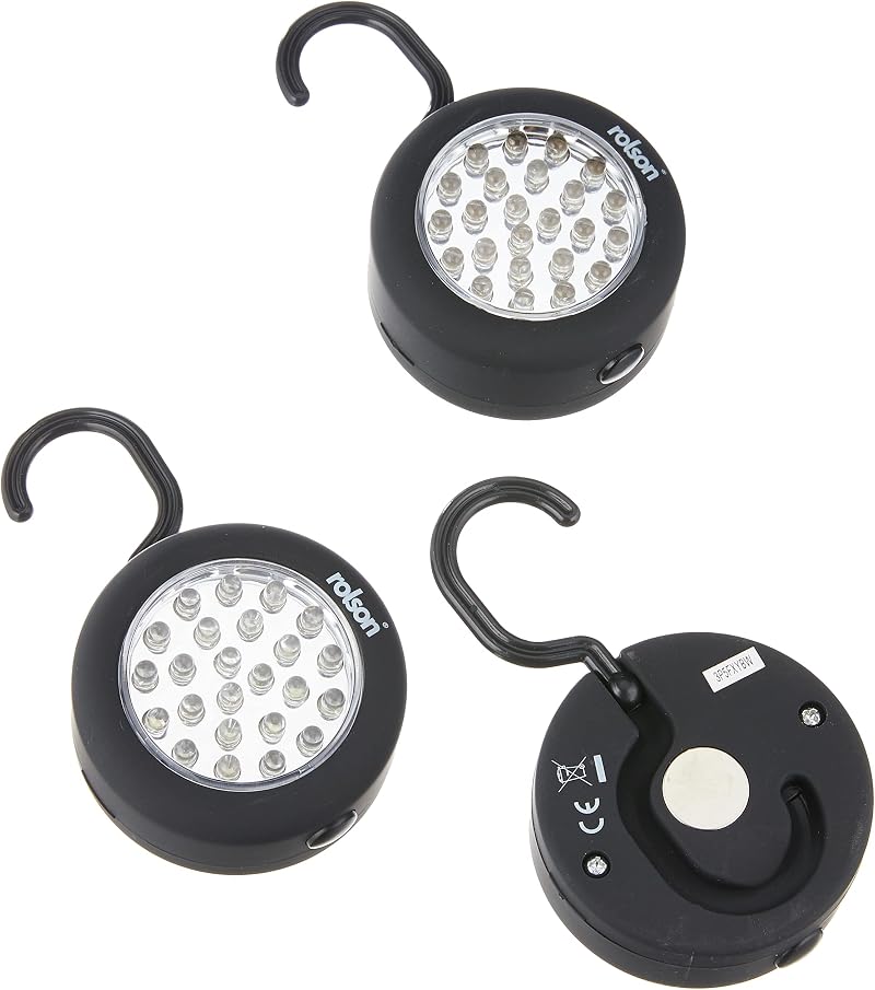 Rolson 90005 3 pc 24 LED Work Lamp with Hook Magnet AAA Batteries Included