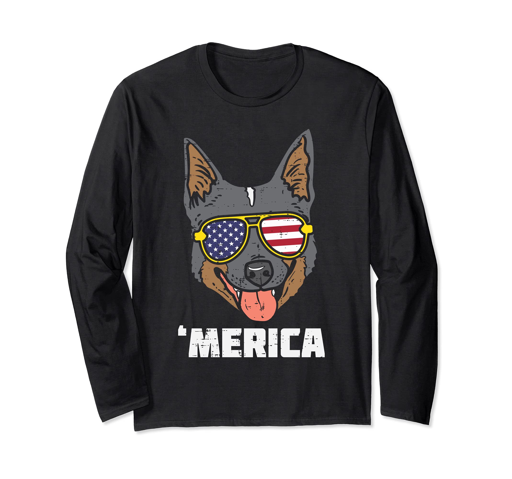 Australian Cattle Dog Heeler Merica 4th Of July Fourth Dog Long Sleeve T-Shirt