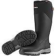 HISEA Rubber Rain Boots for Men, Waterproof Insulated Neoprene Hunting Boots, Durable Anti-Slip Outdoor Mud Boots for Hunting Gardening Farming Fishing Yard Working, Adjustable Calf