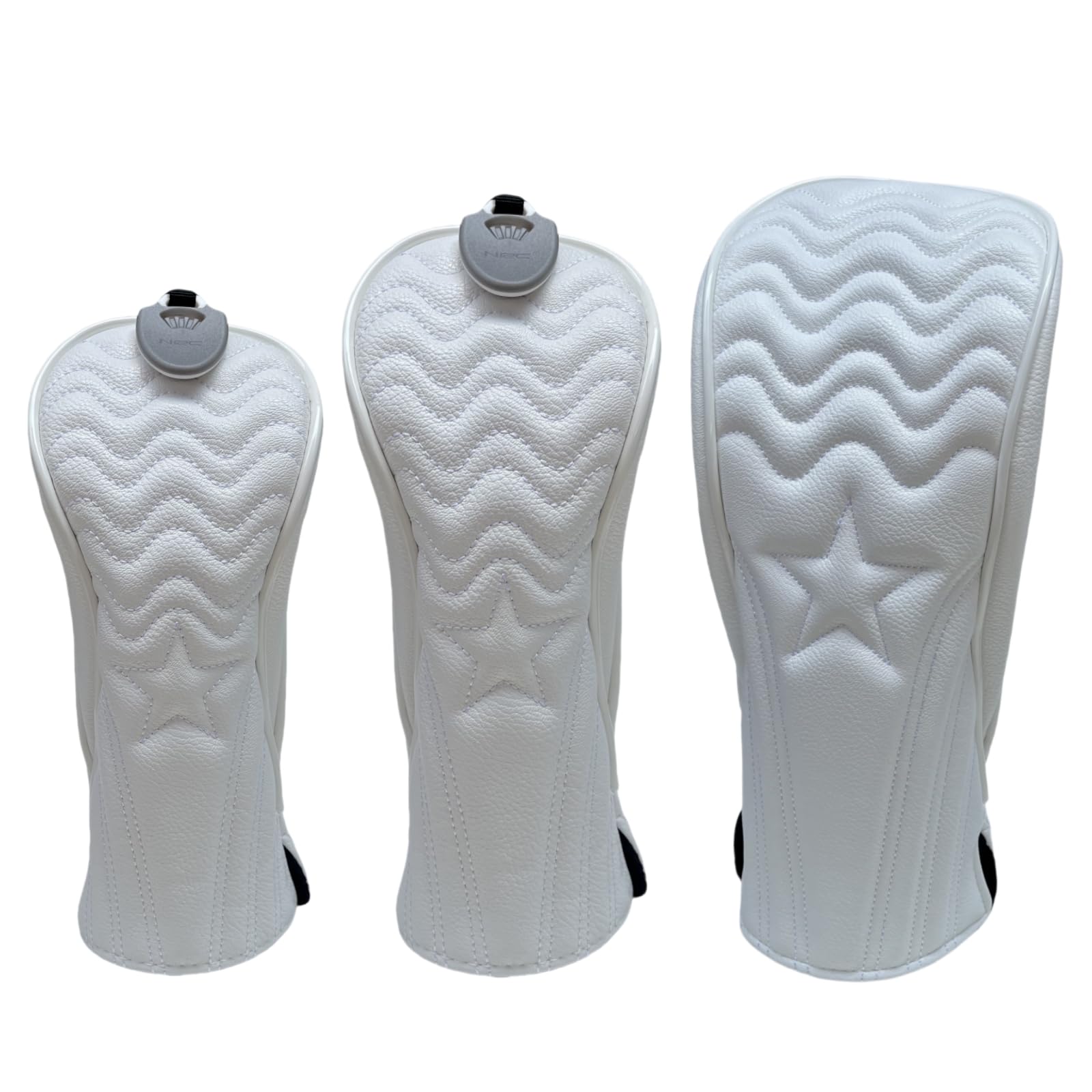 Photo 1 of 3pcs Driver Headcover Fairway Wood Head Covers Hybrid Headcover,PU Leather Golf Headcovers for Driver, 3 5 Wood,Hybrid, Golf Club Covers for Men,Headcovers Set fits for All Brand (White 1 3 H)
