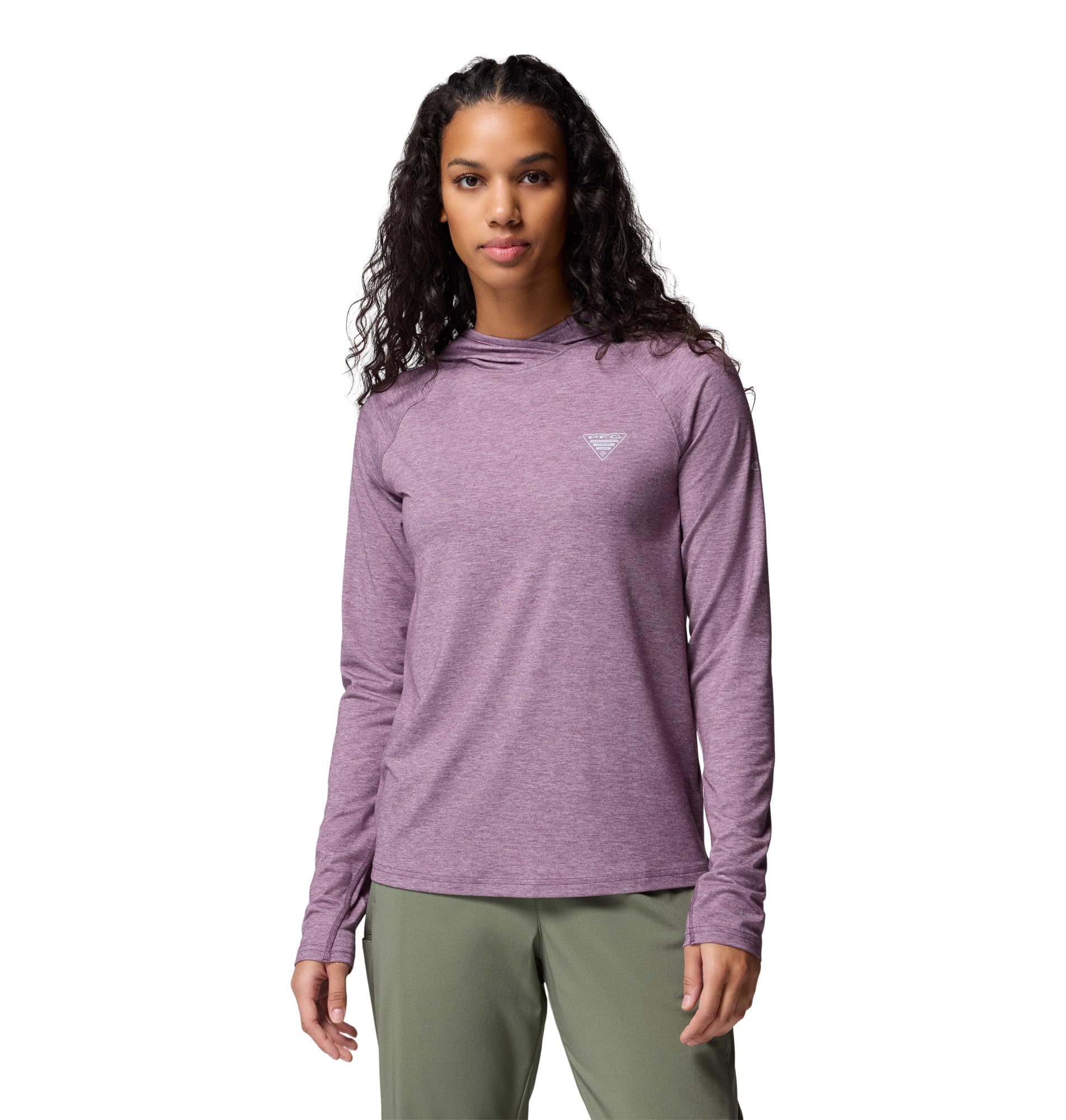 Columbia Womens PFG Uncharted Hoodie, Dusty Purple Heather, Medium