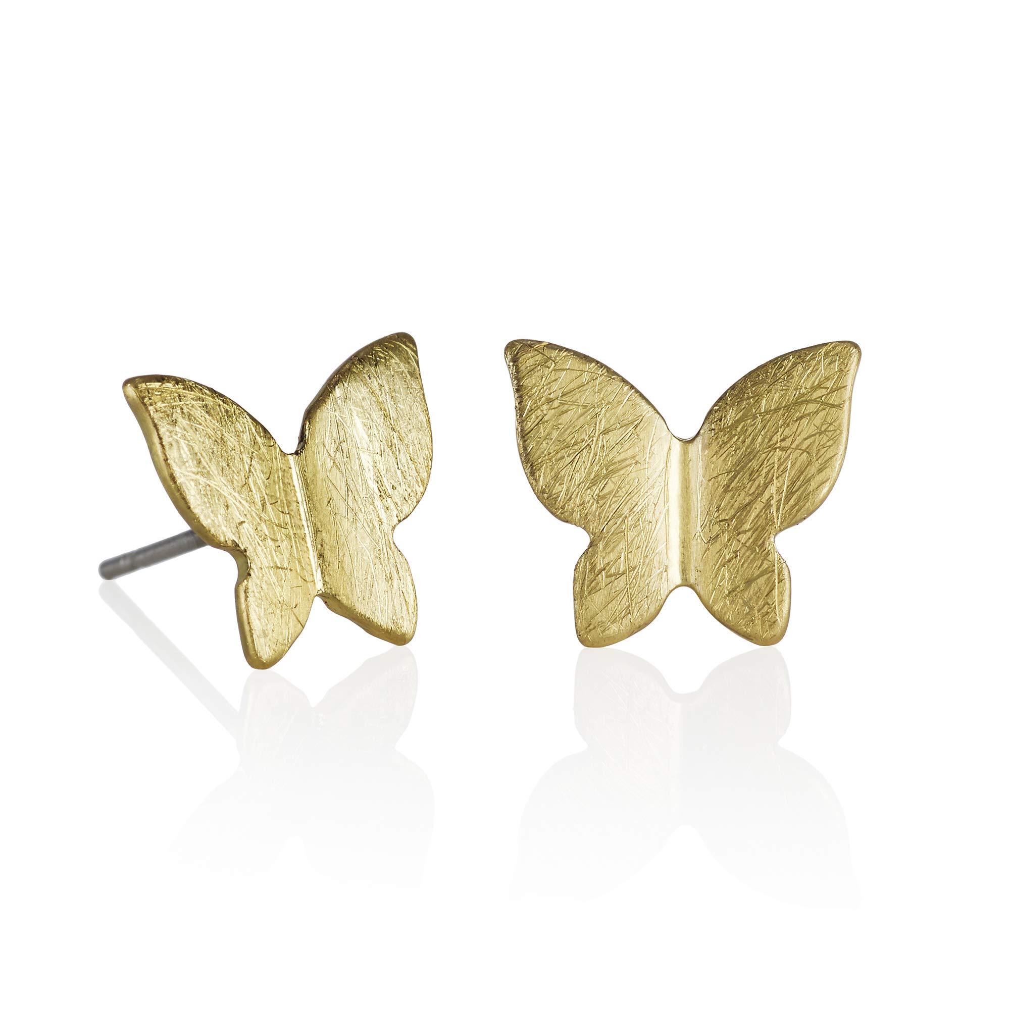 Namana Gold Butterfly Stud Earrings for Women and Teen Girls, Brushed Finish Gold Butterfly Earrings for Women, Gold Jewellery with Gift Box.