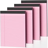 4 Pack Pink Legal Pads 8.5 x 11 Pink Note Pads 8.5 x 11 Notepad 8.5 x 11 Micro Perforated Writing Pads Lined Paper Pads Wide Ruled Pad of Paper 30 Sheets Notebook for Study, To-Do Lists, Office