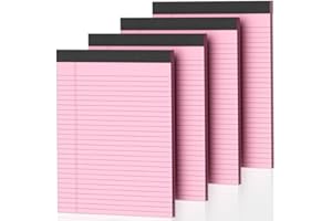 NICHELA 4 Pack Pink Legal Pads 8.5 x 11 Pink Note Pads 8.5 x 11 Notepad 8.5 x 11 Micro Perforated Writing Pads Lined Paper Pads Wide Ruled Pad of Paper 30 Sheets Notebook for Study, To-Do Lists, Office