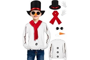 SOMSOC 8 Pack Snowman Costume kids Winter Frosty Costume Set with Hat Carrot Nose Glasses Scarf Gloves for Cosplay