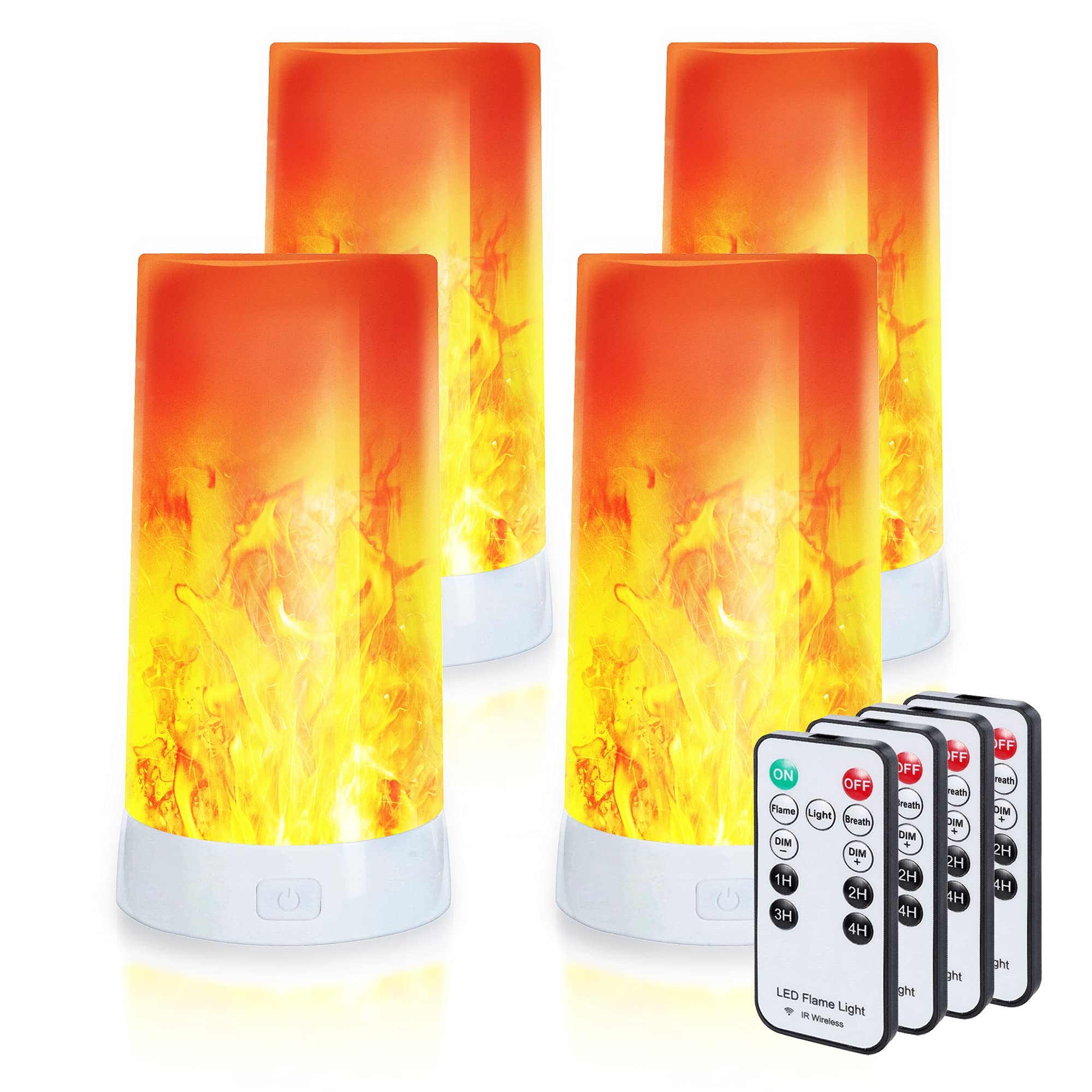 Photo 1 of Kitmose 4X LED Flame Effect Light , USB Rechargeable 4 Modes Flickering Flame Candle Lantern with Remote Timer Gravity Sensing Effect Magnetic Base Waterproof Dimmable Outdoor Hanging Lamps Camping