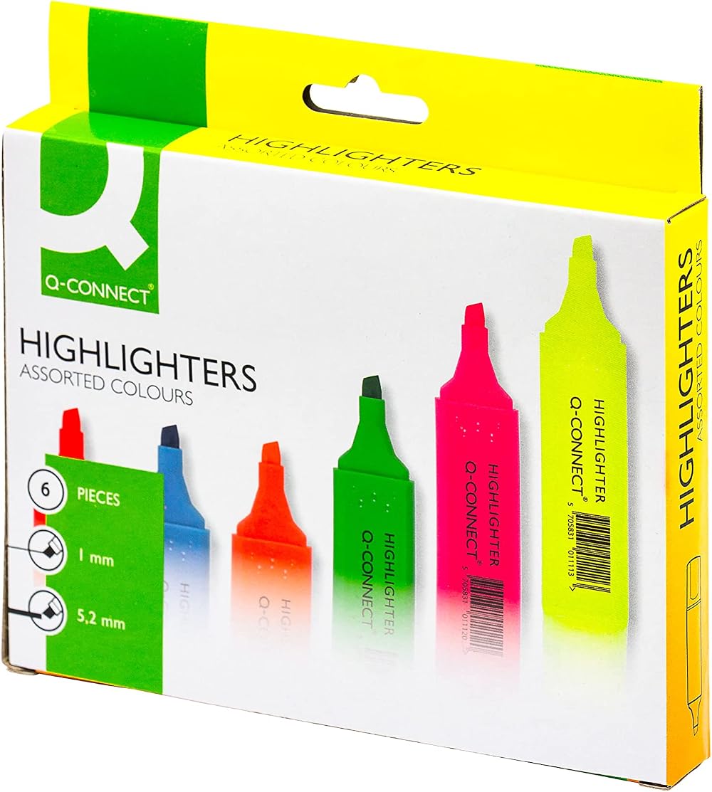Q-Connect Assorted Highlighter Pens Pack of 6 KF01909