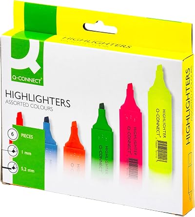 Q-Connect Assorted Highlighter Pens Pack of 6 KF01909