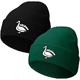 Chicingyou 2 Pcs Silly Goose Beanie Hat Black Green Playful Funny Goose Knitted Hat Winter Warm for Men Women