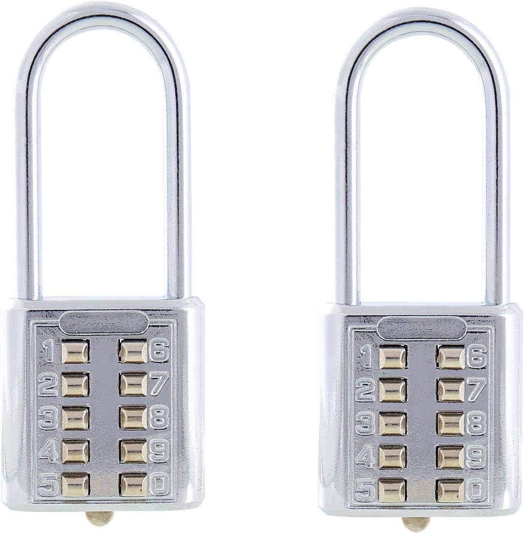 Ecentaur Push Button Padlock Outdoor Lock Combination Gym Combination Lock for Locker Long Shackle Combination Lock 2pcs