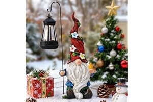 Pohabery Christmas Gnomes Outdoor Statue with Solar Lights,Solar Garden Gnomes Decorations for Yard Patio Outside Gnome Garden Decor, Gnomes Gifts for Women Mom