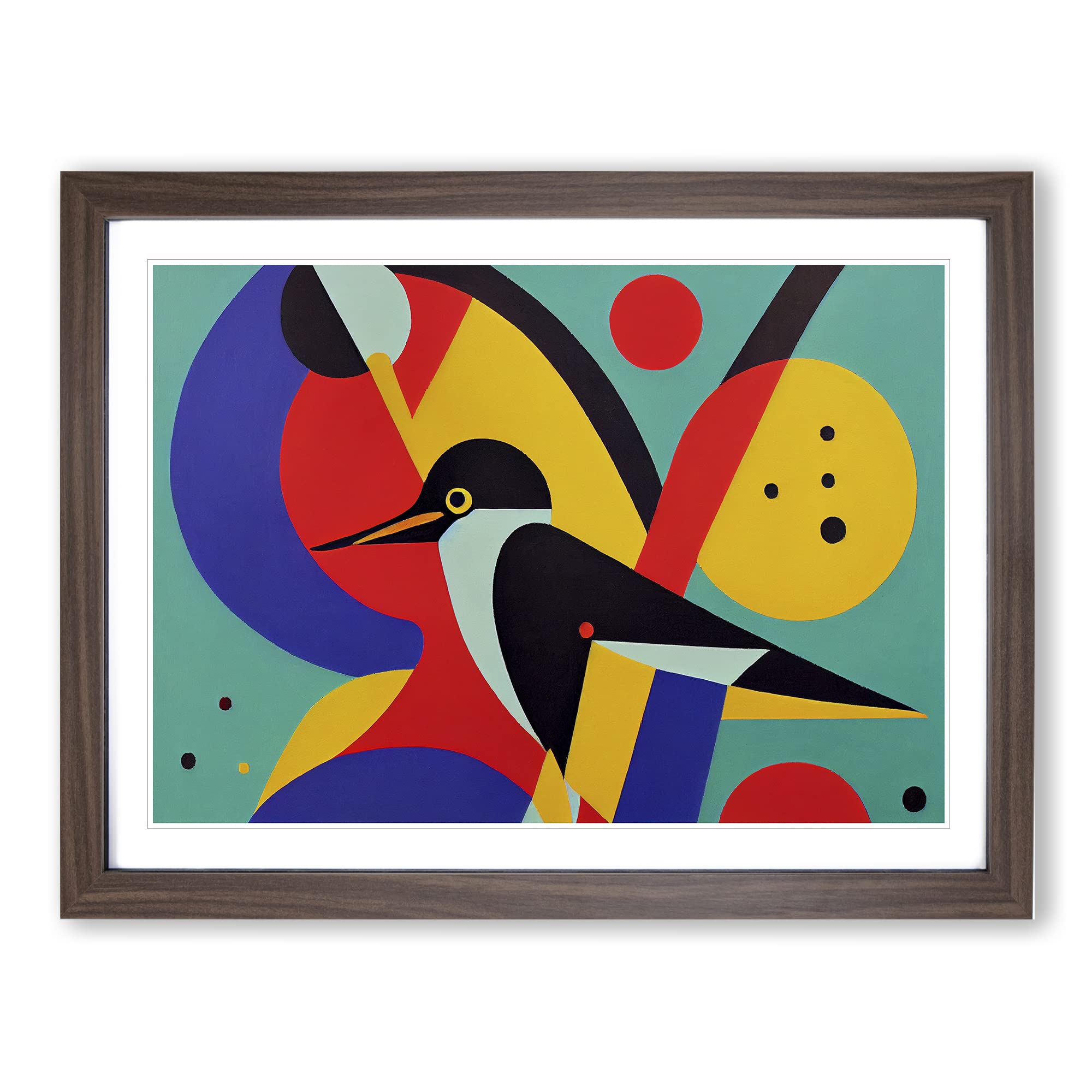 Abstract Kingfisher Bird Vol.3 Framed Print | A4 Walnut Framed Wall Art | Ready to Hang | Abstract Fantasy Picture | Living Room Bedroom Lounge Office