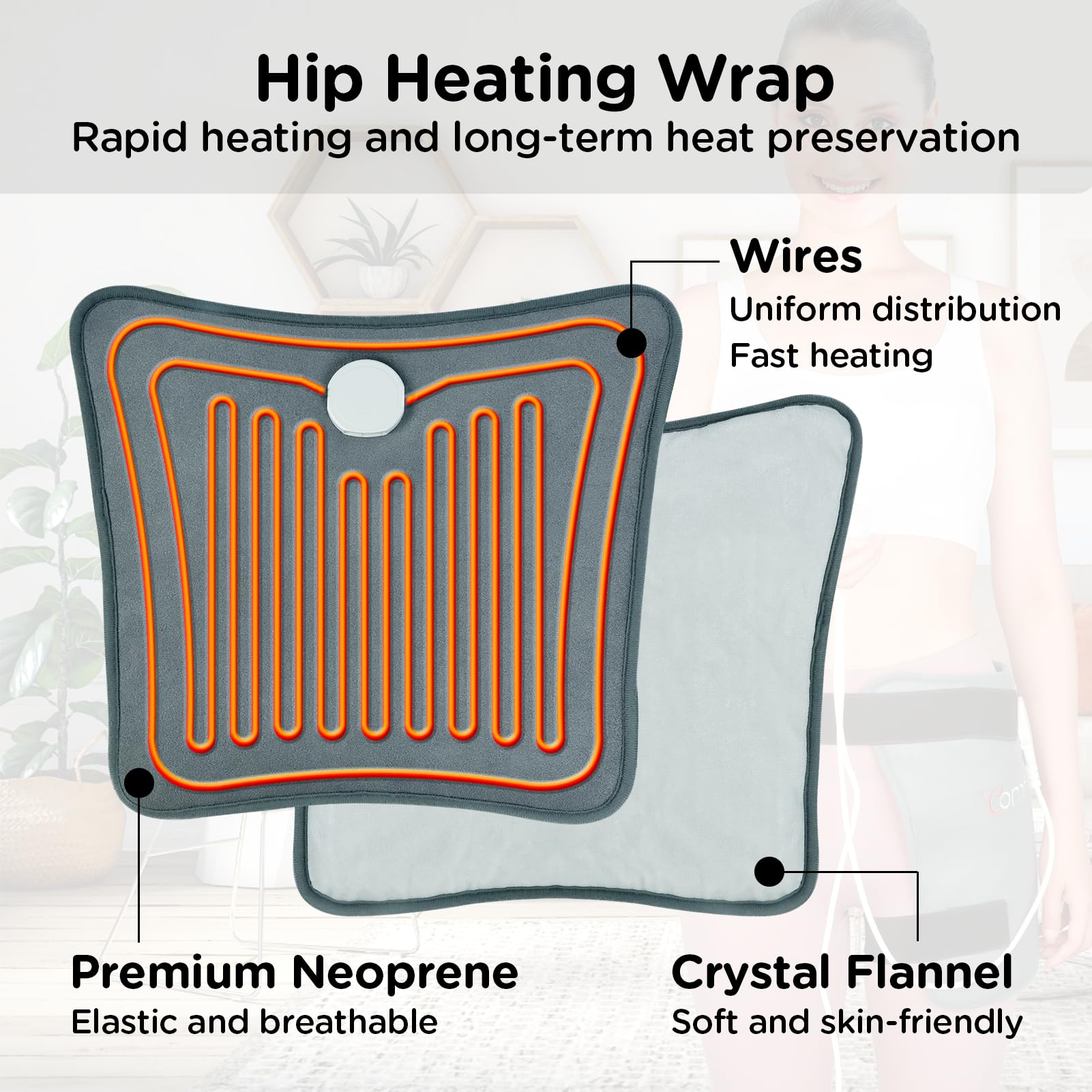 Comfytemp Hip Heating Pad for Hip/Sciatica Pain Relief - Hip Brace, Birthday Gifts for Mom/Women/Wife/Men, Lower Back/Thigh/Buttock Electric Heat Pad, Hot Physical Therapy(S/M)