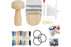 Knit Patch Darning Loom, Knitpatch Darning Kit with Mushroom, 14 Hooks Knitting Machine with Sewing Needles for Repair Mendin