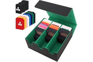 QLOUNI Card Storage Box for Trading Cards, 2100+ Card Deck Case with PU Leather and Magnetic Closure, TCG Storage Box, Suitable for MTG, YuGiOh, and Sports Cards, Includes 8 Card Dividers