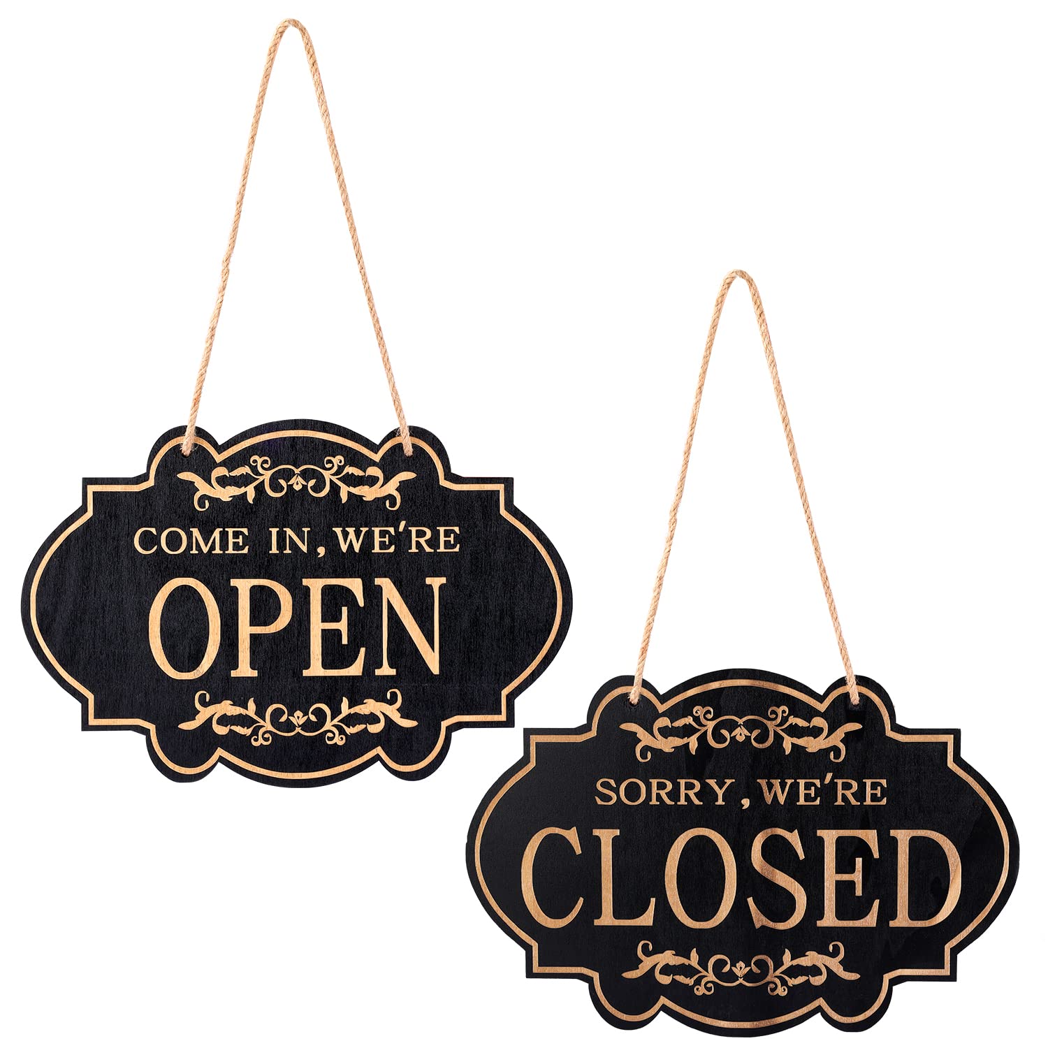 Open and Closed Sign, 11.8 x 7.9 Inch Double Sided Reversible Come in We’Re Open and Sorry We’Re Closed Sign Store Hanging Sign for Business Door Restaurant Club Cafe Hotel