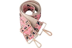 Dsigo Purse Strap, 2" Wide Gold Buckle Embroidery Crossbody Shoulder Strap for Bag Handbag Canvas Bag Crossbody Bags