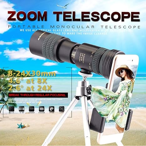 HAO Telescopio monocular de Caza 8-24X30 con Clip de teléfono ...