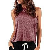 LASLULU Womens Crop Tops Sleeveless Workout Tops Halter Neck Cropped Tank Flowy Athletic Shirts Muscle Tank