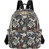 ALAZA Sea Turtle Coral Reef Black Women Backpack Purse Ladies Fashion Shoulder Bag Daypack Travel Bag 7.5L