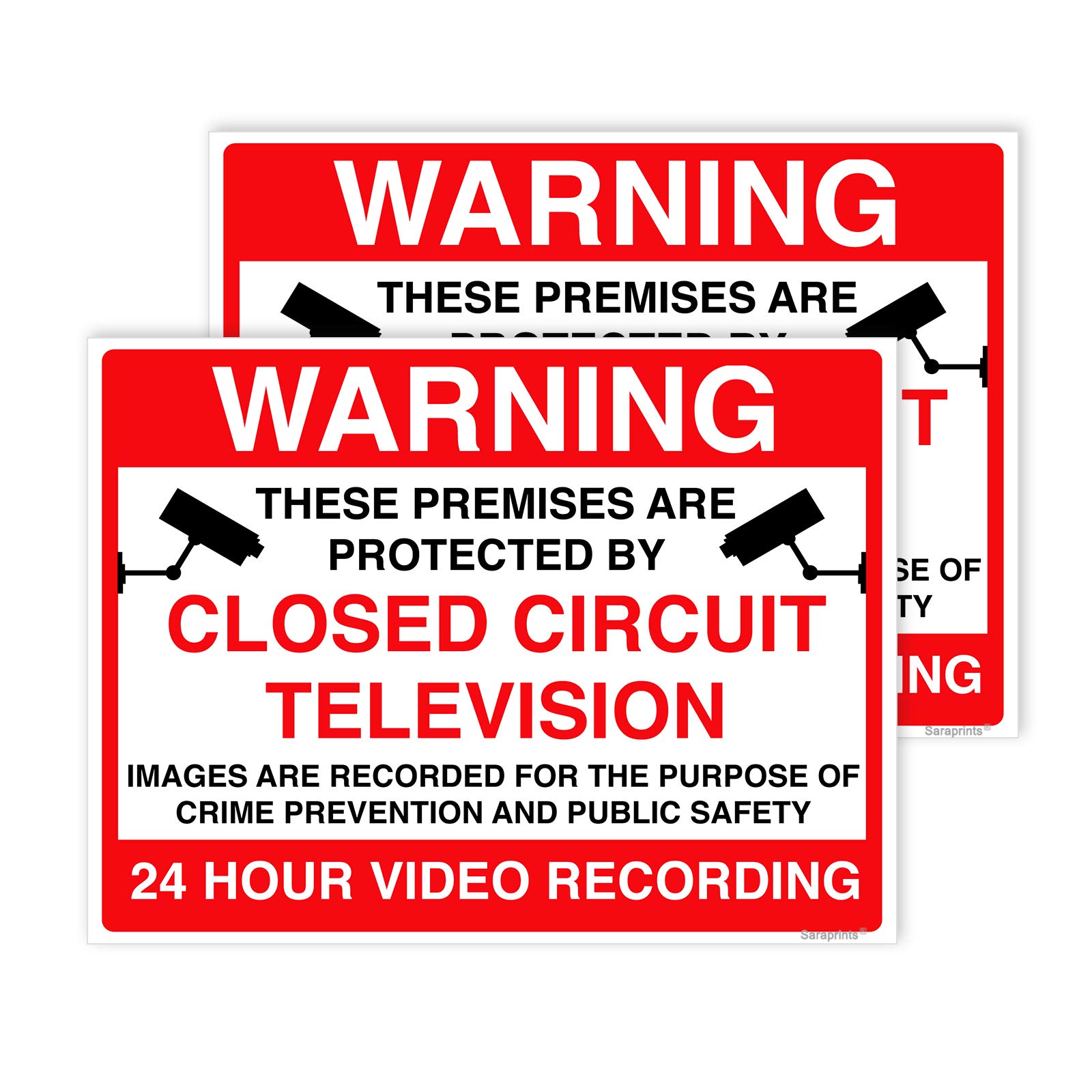 Pack of 2 Camera Sticker Self Adhesive Waterproof Vinyl CCTV Warning Stickers 200mmx150mm V1163