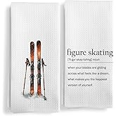 Qeheb Winter Ski Kitchen Towels Set of 2, Ski Gifts for Women Men Dish Tea Towels, Winter Snow Skiing Lift Decor Hand Towels for Bathroom Decor, Skiing Kitchen Decor, 16X24In Dish Cloths & Dish Towels