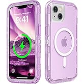 Follaroma for iPhone 14 Plus Case, Compatible with MagSafe, Durable Dual Layer Transparent Magnetic Phone Case, Heavy Duty Shockproof and Anti-Drop Protective Cover for iPhone 14 Plus, 6.7'', Purple