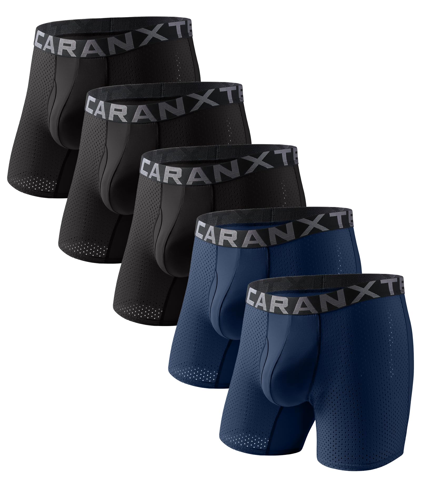 Photo 1 of CARANXTEX Boxer Briefs Breathable Mesh Mens Underwear Wicking Moisture Cooling Boxer Briefs for Men Built in with 3D Pouch(MUA-S)