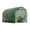 Flamaker 10×6.6×6.4 FT Walk-in Greenhouse, Portable Heavy Duty Green House for Outdoors, Winter Hot House with PE Cover & Roll-up Zipper Door, Plastic Plant Warm House (Green)