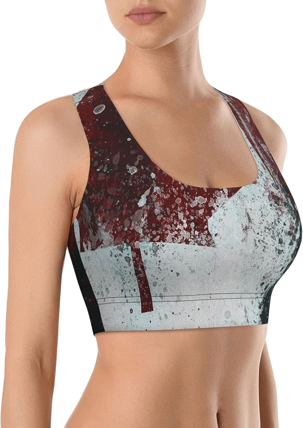 NCHOME Sports Bra Canada Flag Vintage Red Women’s Bra Medium Impact