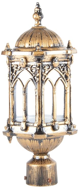 Glow Fixtures Metal & Glass Garden Gate Light (Gold, 15 Watts)