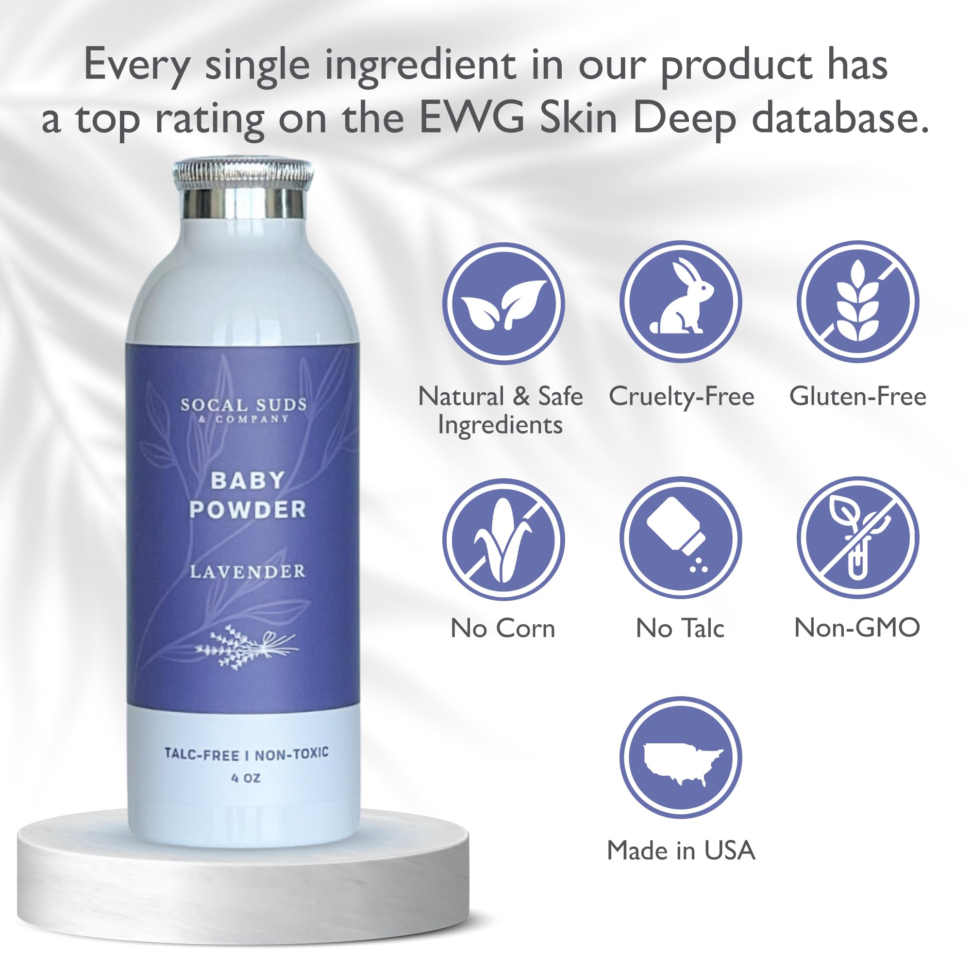 Natural Baby Powder Talc-Free - Newborn Essentials with Arrowroot Powder, Kaolin, Aspen Bark Extract for Soft Soothing Protected Skin - Gentle Absorption - Lavender, 4oz