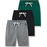 Liberty Pro 3-Pack Boys Athletic Jogger Shorts Soft Terry Pull On Sweat Shorts for Kids with Pockets & Adjustable Drawstring