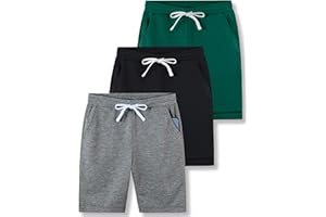 Liberty Pro 3-Pack Boys Athletic Jogger Shorts Soft Terry Pull On Sweat Shorts for Kids with Pockets & Adjustable Drawstring