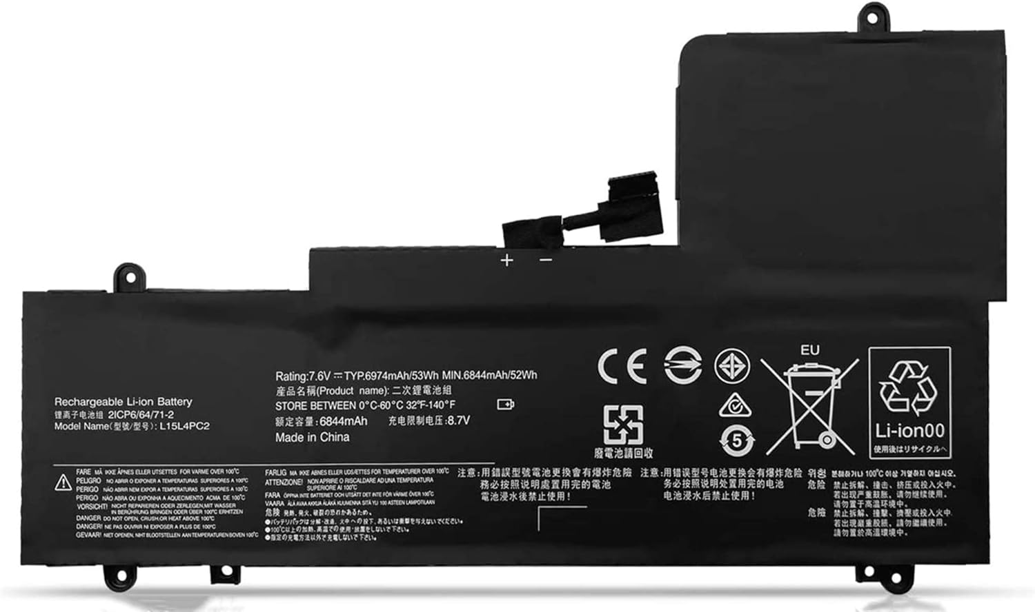 ASKC L15M4PC2 L15L4PC2 Laptop Battery for Lenovo Ideapad Yoga 710-14IKB 710-14ISK 710-15IKB 710-15ISK Series Notebook 5B10K90778 5B10K90802 7.6V 53Wh