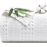 PHF Cooling Waffle Blanket King Size, Lightweight 60% Rayon Derived from Bamboo & 40& Cotton Breathable Blanket for Hot Sleepers, Soft and Luxury for Bed Couch and Sofa, 104"x90", White