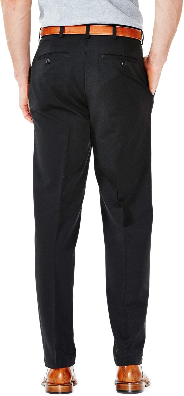 Haggar Men's Cool 18 Hidden Expandable-Waist Plain-Front Pant, Classic Fit at  Men’s Clothing store: Dress Pants