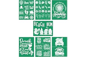 DGAGA Silk Screen Stencils 7PCS Set,Summer Self Adhesive Silk Screen Stencils Reusable,Sea Ocean Mesh Stencil for Chalk Paste Screen Printing Stencils for Painting on Wood,Chalkboard,Fabric,Home Decor