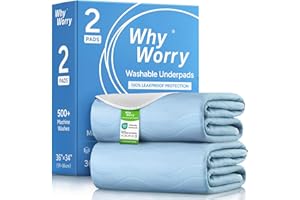 WhyWorry Washable Incontinence Bed Pads for Adults, 34" x 36" Waterproof Reusable Pee Pads for Kids & Elderly, Bedwetting & P