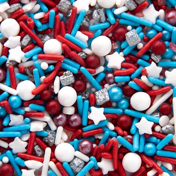 SWEETS INDEED SPRINKLES, EDIBLE SPRINKLE MIX, PERFECT FOR CAKE DECORATIONS, BAKING, ICE CREAM, COOKIES, CUPCAKE TOPPER (PATRIOTIC)