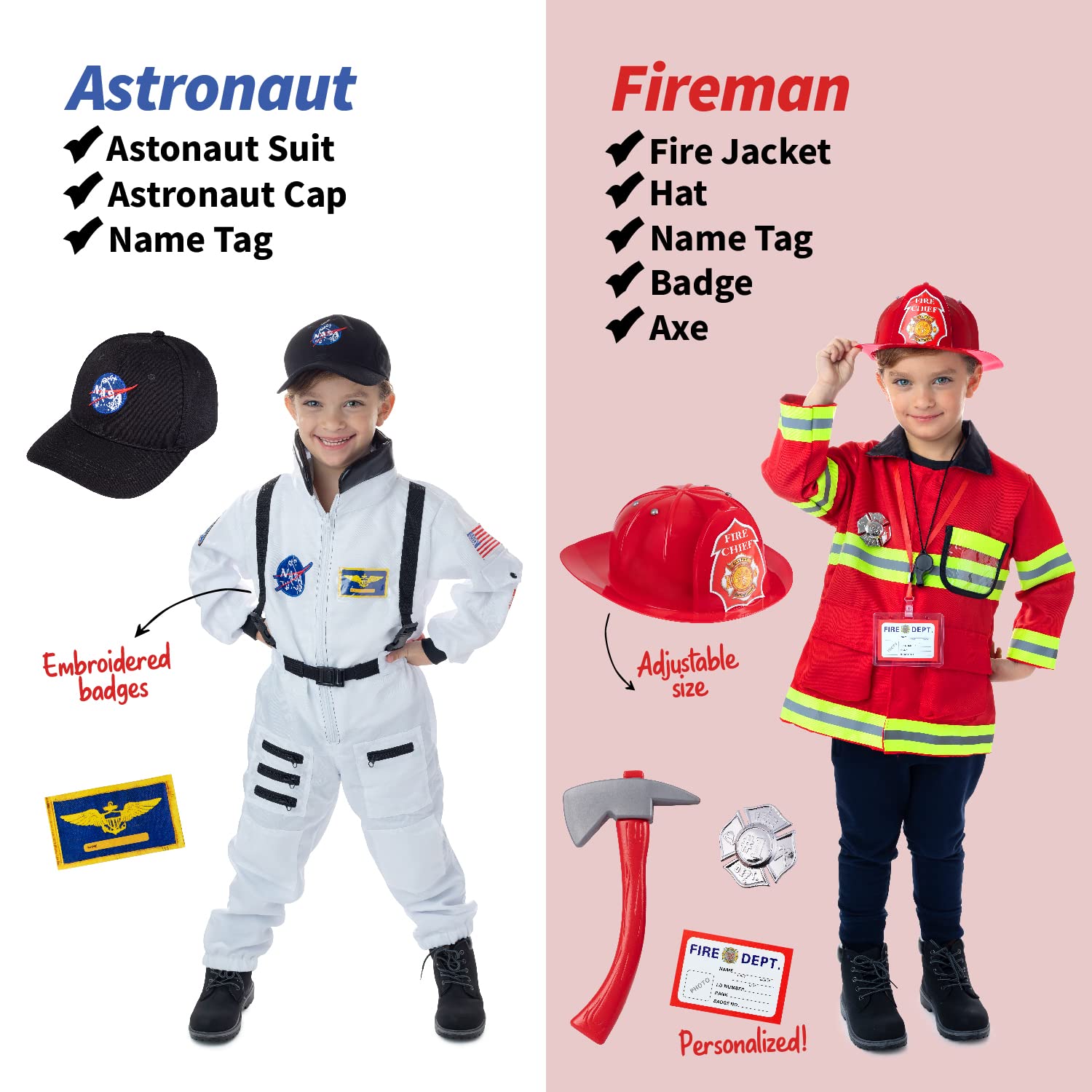 Born Toys Born Toys Pretend Play Costumes for Kids Ages 3-7, Washable Toddler Dress Up Set for Play (6 in 1)