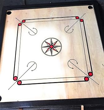 UV 32  Full Size Glossy Polish Carrom Board with Coins Striker and Powder with Extra Pack of Crystal Coin