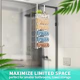 HapiRm Over Door Towel Rail 6-Tier Wall Mount White with Shelf view 6