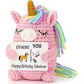 Birthday Gift for Girl — Pink Crochet Unicorn 4", Handmade Amigurumi Plush, “You are Magic” Card, Cute Stuffed Animal Desk Decor for Teen Daughter Granddaughter Niece