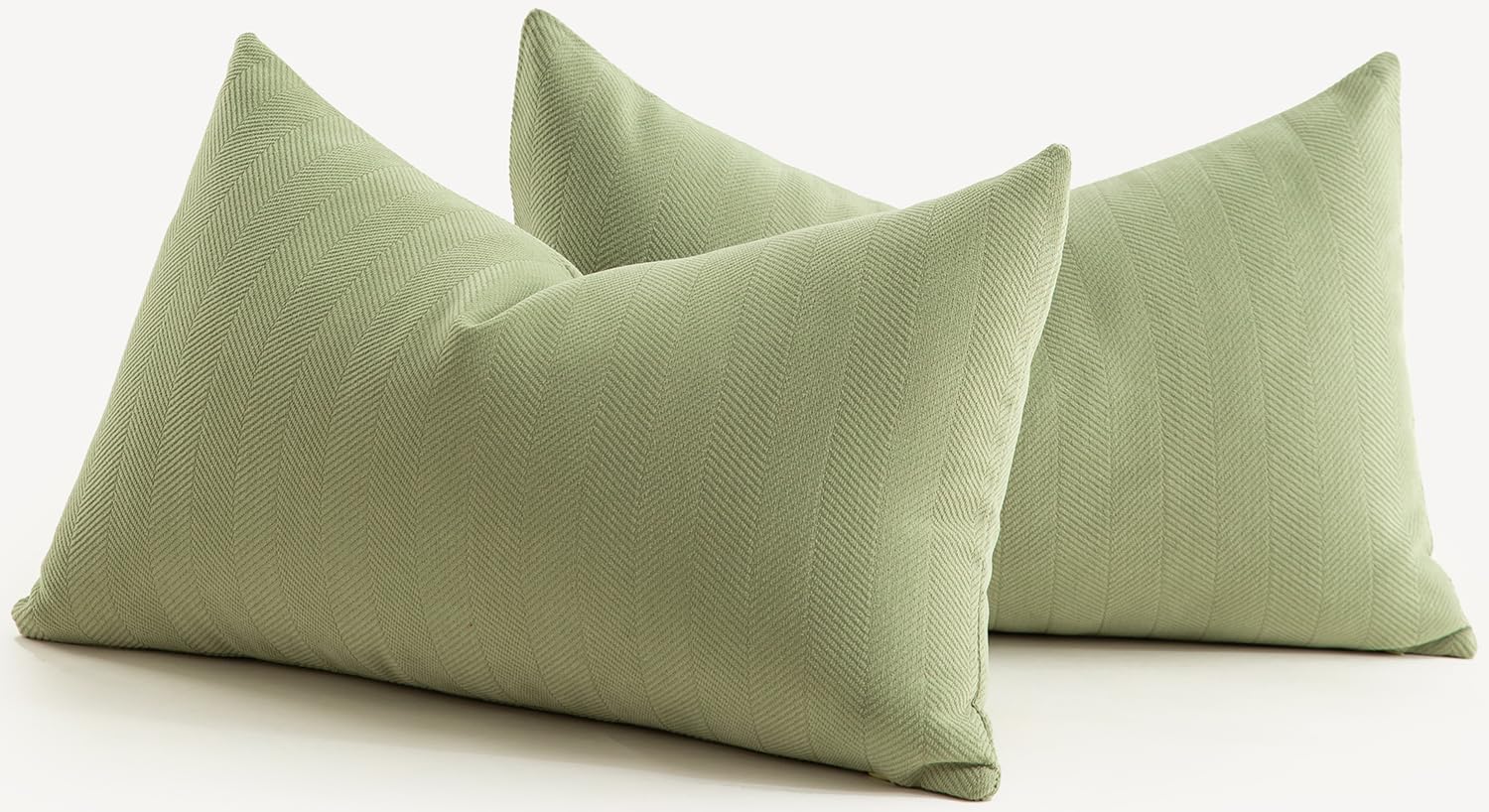 Mandioo Pack of 2 Chenille Cushion Covers Soft Comfortable Durable Throw Pillow Cases for Home Decor Sofa Couch Living Room Bedroom 12 x 20 Inch 30x50 cm Sage Green