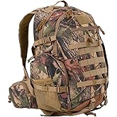 Glonerle Hunting Backpack for Men, 900D Waterproof Camo Hunting Pack, 35L Large Molle Hunting Day Pack with Rifle Bow Gun Holder, Rain Cover