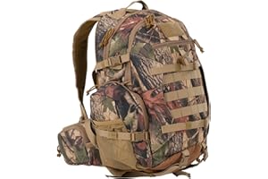 Glonerle Hunting Backpack for Men, 900D Waterproof Camo Hunting Pack, 35L Large Molle Hunting Day Pack with Rifle Bow Gun Holder, Rain Cover