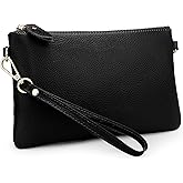 YALUXE Women's Genuine Leather Wristlet Purse Clutch Handbag with Phone Pocket Card Holder and Crossbody Strap