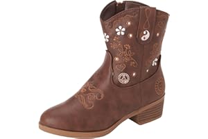bebe Girls' Cowgirl Boots - Embroidered Western Roper Boots - Cowboy Boots for Girls (Toddler/Girl)